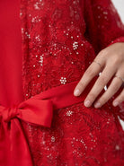 Elegant Embroidered Open Abaya with Satin Belt - For Women - Image 6