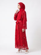 Elegant Embroidered Open Abaya with Satin Belt - For Women - Image 2
