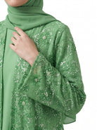 Classic Floral Open Abaya with Satin Belt - For Women - Image 6