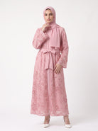 Luxury Statement Open Abaya with Satin Belt - For Women - Image 2
